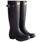 Hunter Original Tall Wellington laarzen met luipaardband aan de achterkant - zwart/beige