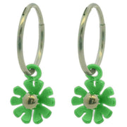 ti2-titanium-ten-petal-flower-charm-hoop-earrings---green-34455949