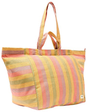 Roka Marylebone grote katoenen canvas oversized draagtas - vervaagde multi-streep