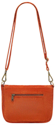 Hindbag Margault Schoudertas - Fluweel Baksteen Oranje