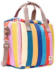 Roka Hampstead katoenen canvas lunchtas - brede multi-streep
