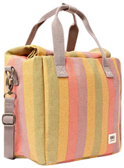 Roka Hampstead katoenen canvas lunchtas - vervaagde multi-streep
