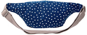 Roka Mill Hill katoenen canvas heuptasje - marineblauw met stippen