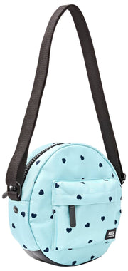 Roka Paddington kleine crossbodytas van gerecycleerd canvas - hartprint blauw