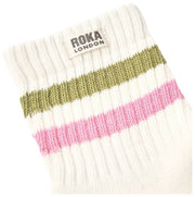 Roka Windosr Stripe Crew Sokken - Avocado/Roze Anjer