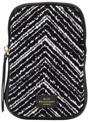 Elie Beaumont Fluwelen Telefoontasje - Zwart Chevron/Wit