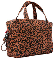 Roka Somerset grote katoenen canvas babytas - Scarlet Leopard Brown