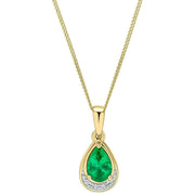 elements-gold-teardrop-emerald-and-diamond-9ct-gold-pendant---green-35461379