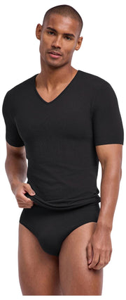Falke Daily naadloos T-shirt met V-hals - zwart