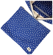 Roka Somerset grote babytas van katoenen canvas - Marineblauwe stip