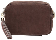 Elie Beaumont Suède Crossbody Tas - Donkerbruin