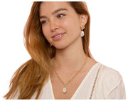 Parels van de Oriënt Keishi Parel Hanger Dikke Ketting - Goud/Wit