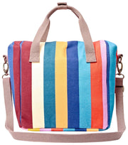 Roka Hampstead katoenen canvas lunchtas - brede multi-streep