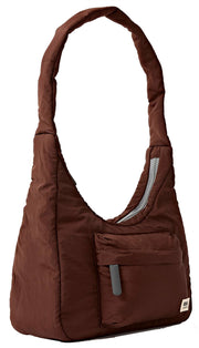 Roka Belsize gerecyclede Taslon kleine handtas - chocoladebruin