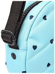 Roka Paddington kleine crossbodytas van gerecycleerd canvas - hartprint blauw
