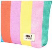 Roka Maida Vale Medium Katoenen Canvas Tasje - Brede Multi Streep