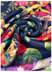 Poeder Botanische Caleidoscoop Lux Print Sjaal - Meerkleurig