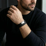 steel-barnett-bonacci-layered-multi-strand-leather-bracelet---black-35896635