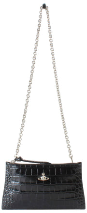 Vivienne Westwood Kleine Croc Platte Zip Clutch - Zwart