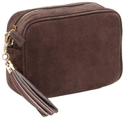 Elie Beaumont Suède Crossbody Tas - Donkerbruin