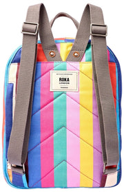 Roka Hampton kleine katoenen canvas rugzak - brede multi-streep