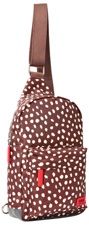 Roka Willesden grote crossbodytas van gerecycled canvas - Bruine vlek