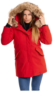 Helvetica Mountain Pioneers Lilli parkajas met capuchon - rood/naturel