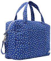 Roka Somerset grote babytas van katoenen canvas - Marineblauwe stip