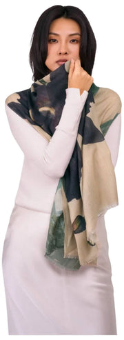 Powder Midnight Orchid Wollen Omslagdoek - Wit
