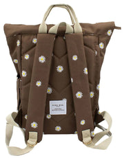 Vriendelijke tas London Hackney geborduurd medium rugzak - Cocoa Brown Daisy