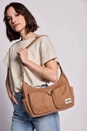 Hindbag Emile Multi Pocket Schoudertas - Kaneelbruin