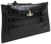 Vivienne Westwood Kleine Croc Platte Zip Clutch - Zwart