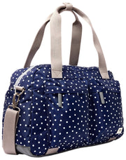 Roka Gatwick kleine plunjezak van gerecycleerd canvas - marineblauwe stip