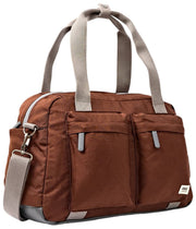 Roka Gatwick kleine plunjezak van gerecycled canvas - chocoladebruin