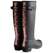 Hunter Original Tall Wellington laarzen met luipaardband aan de achterkant - zwart/beige