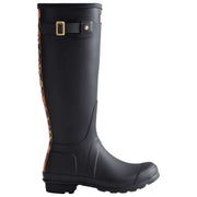 Hunter Original Tall Wellington laarzen met luipaardband aan de achterkant - zwart/beige