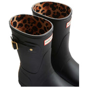Hunter Original korte Wellington laarzen met luipaardband aan de achterkant - zwart/beige
