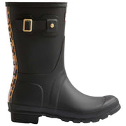 Hunter Original korte Wellington laarzen met luipaardband aan de achterkant - zwart/beige