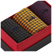 London Sock Company Brummels Picks 3-paar sokkendozenset - geel/rood/bruin