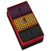 London Sock Company Brummels Picks 3-paar sokkendozenset - geel/rood/bruin