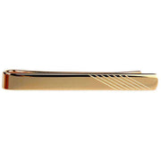 David Van Hagen Diagonal Lined End Tie Slide - Gold