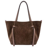 Franchetti Bond Simona Large Shopper Bag - Chocolate Suede/Dollaro