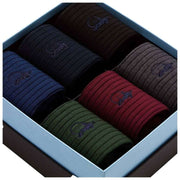 London Sock Company Traditionele 6-paar Sock Box Set - Grijs/Blauw/Groen