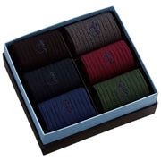 London Sock Company Traditionele 6-paar Sock Box Set - Grijs/Blauw/Groen