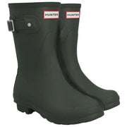 Hunter Original Korte Wellington Laarzen Met Tartan Voering - Donker Olijfgroen