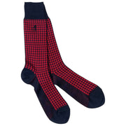 London Sock Company Jermyn St. Houndstooth Sokken - Rood