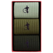 London Sock Company Simply 3-paar sokkenboxenset - Olijfgroen