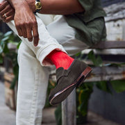 London Sock Company Gewoon kleermakersgeribbelde sokken - Robijnrood