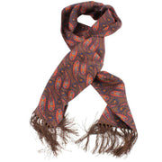 Knightsbridge Neckwear Paisley Silk Scarf - Brown/Orange