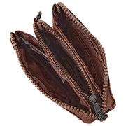Roka Carnaby kleine portemonnee van gerecycled canvas - Mini Leopard Brown
